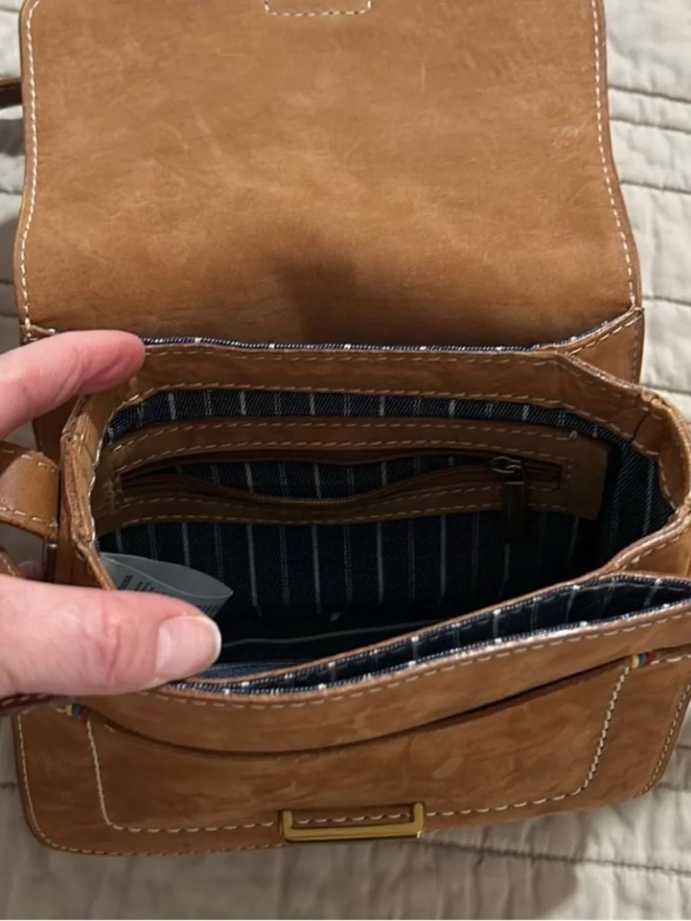 Fossil Tan Leather Crossbody with Matching Wallet Set